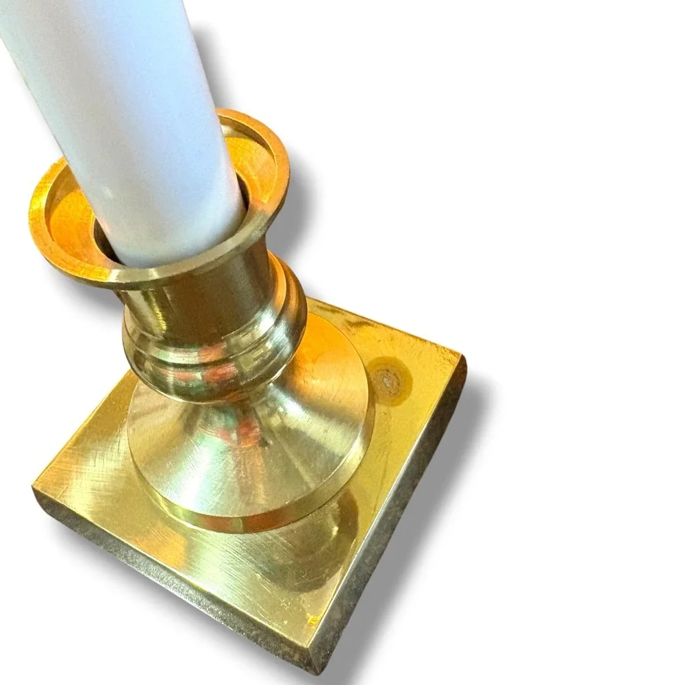 Vintage Brass Electric Window‎ Candles Set of 4 Square Base Holiday Decor Taiwan